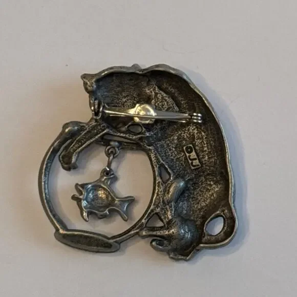 Lot of 3 Vintage JJ Jonette Marked Kitty Cat Lapel Pin Brooch Whimsical MCM - Picture 3 of 13